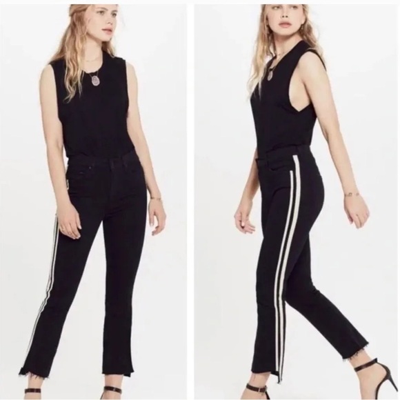 MOTHER
Insider Striped Crop Step-Hem Fray Jeans in Guilty‎ Racer - Picture 1 of 10